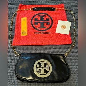 Tory Burch Logo Clutch Crossbody in Black Excellent Condition